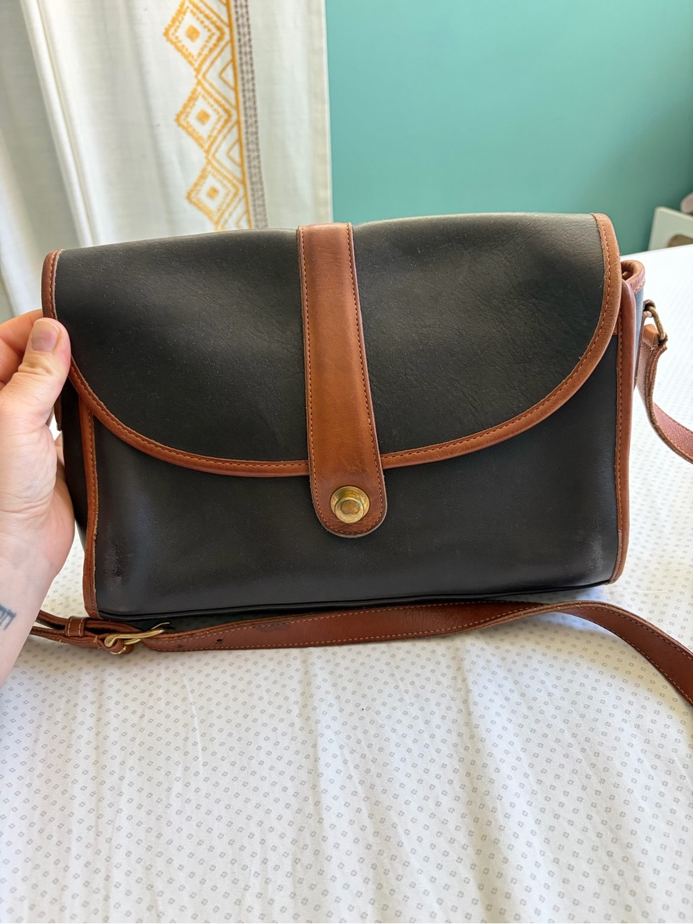 Coach Spectator Black Leather Interior Crossbody with Brown Trim